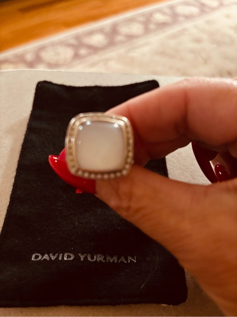 David Yurman Sterling Silver Albion ring with moon quartz and diamonds Size 7.5 - Picture 6 of 9